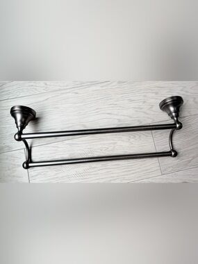Oil-Rubbed Bronze Double Towel Bar 18” in Solid Brass by Maykke.
